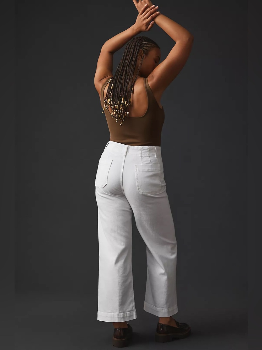 Colette Cropped Wide-Leg White Denim Jeans - White - Picture 8 of 12